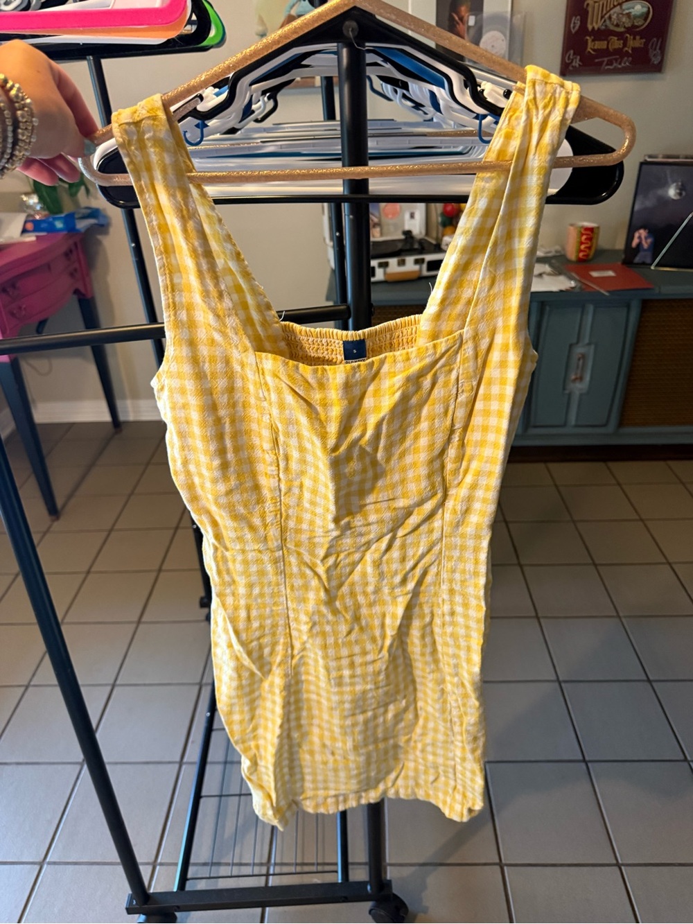 Old Navy Yellow Gingham Mini Dress